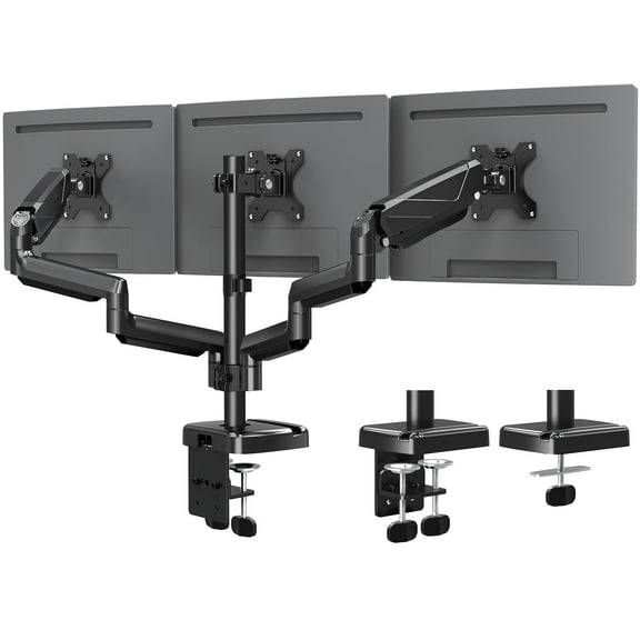MOUNTUP Triple Monitor Mount, Triple Monitor Desk Mount for Max 27 inch Computer Screens, 3 Monitors Stand for Desk, Monitors Arm with Swivel, Tilt, Rotation, Each Arm Holds 4.4-19.8 lbs
