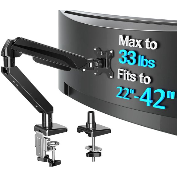 MOUNTUP Ultrawide Monitor Arm for Max 42 Inch Screen, Heavy Duty Monitor Desk Mount Support 4.4-33lbs, Computer Monitors Stand for Desk, VESA Mount with Clamp & Grommet Base