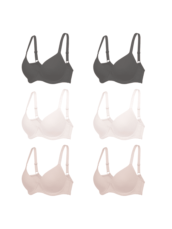 6PC Pack Women Push Up Bra Everyday Underwear Comfortable Lingerie Bralette with Support Anti-Sag-Size85C/38C
