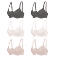 thumbnail image 1 of 6PC Pack Women Push Up Bra Everyday Underwear Comfortable Lingerie Bralette with Support Anti-Sag-Size80D/36D, 1 of 6