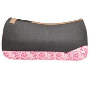 Valentine s Day Western Saddle Pad for Horses -Printed I Love You Pink Heart Patch at The Bottom of The pad on Real Cow Leather
