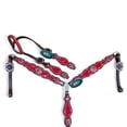 thumbnail image 1 of MOUSM Western Leather Headstall & Breast Collar Set Silver Rhinestone, 1 of 13