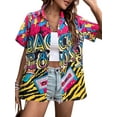thumbnail image 1 of MOUSYA 80s 90s Outfits for Women Retro Theme Party Disco T-Shirt 80s Hawaiian Shirt Neon Button Down Short Sleeve Blouse Tops, 1 of 9