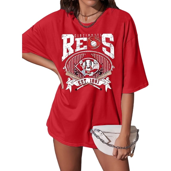 MOUSYA Baseball Shirt Women Game Day: Oversized Baseball Mom T-Shirt Baseball Season Short Sleeve Tops