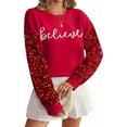 thumbnail image 1 of MOUSYA Christmas Sequin Sweater Womens Believe Christmas Sweatshirt Crewneck Long Sleeve Xmas Holiday Knit Pullover Top, 1 of 9
