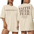 thumbnail image 1 of MOUSYA Faith Over Fear Shirt Women Graphic Shirts Oversized Workout Gym Christian Religious Tees Drop Shoulder Tee Tops, 1 of 7