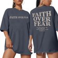 thumbnail image 1 of MOUSYA Faith Over Fear T-shirt Women Oversized Christian Religious Sayings Tees Drop Shoulder Tee Tops, 1 of 10