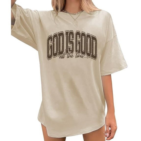 MOUSYA God Is Good Shirt Christian Shirts for Women Oversized Jesus Religious Gift Tops Bible Verse Inspirational Tee