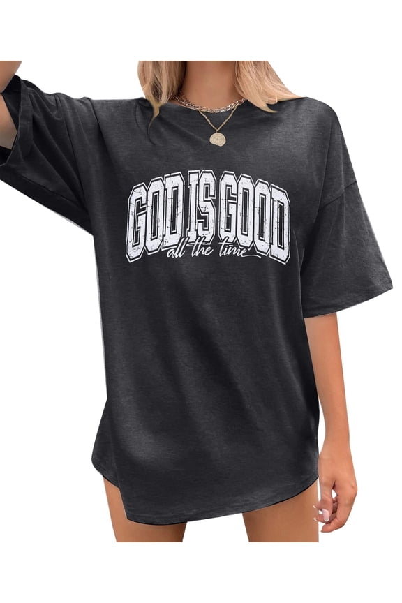God Is Good Shirt Christian Shirts for Women Oversized Jesus Religious Gift Tops Bible Verse Inspirational Tee