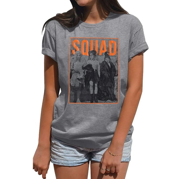MOUSYA Halloween Shirts for Women Halloween Squad T-Shirt Funny Sanderson Sisters Graphic Tee Casual Fall Tee Tops