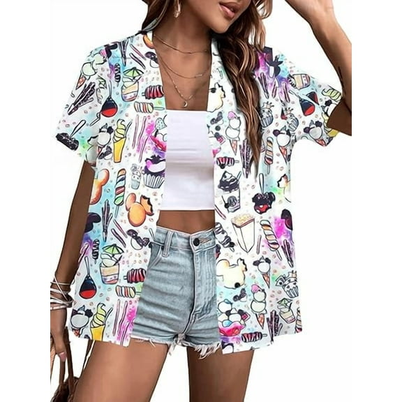 MOUSYA Magical Shirt for Women Magic Hawaiian Shirts Princess Tshirt Funny Castle Graphic Family Vacation Button Up Tops