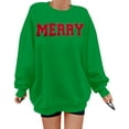 thumbnail image 1 of MOUSYA Merry Sweatshirt Women Christmas Glitter Patch Merry Shirt Merry Letter Print Long Sleeve Oversized Pullover Tops, 1 of 7
