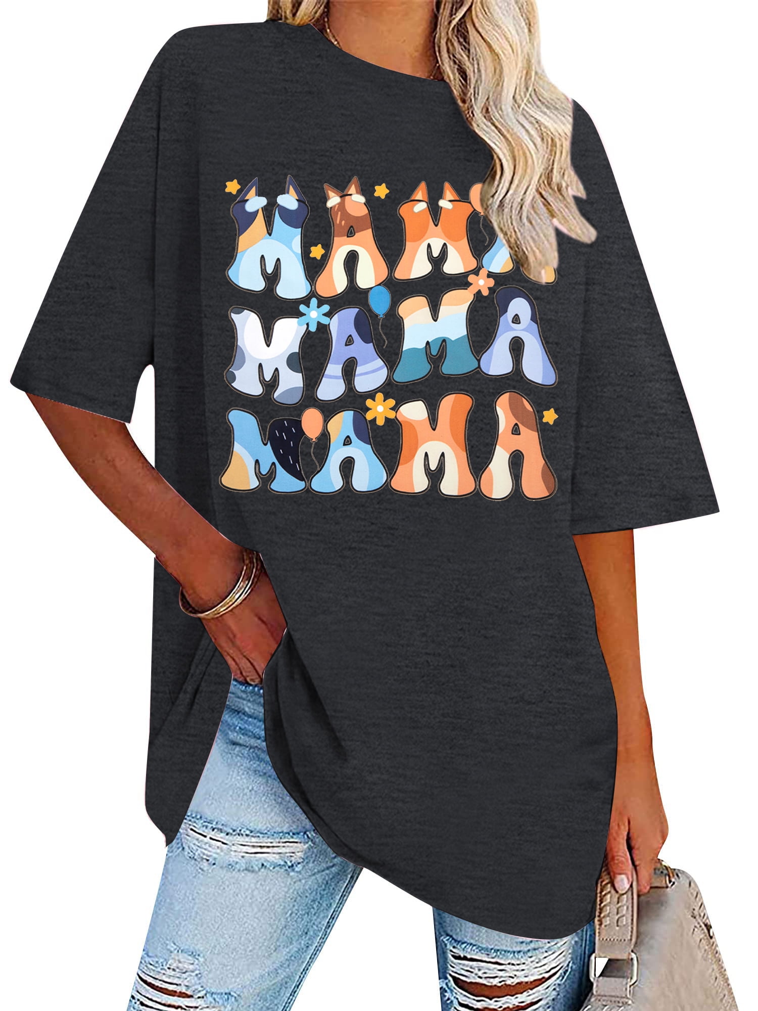 MAMA Graphic Round Neck T-Shirt