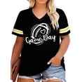 thumbnail image 1 of MOUSYA Plus Size Football T-shirts for Women Game Day Pro V Neck Cute Football Graphic Tees Short Sleeve Top,2X, 1 of 12