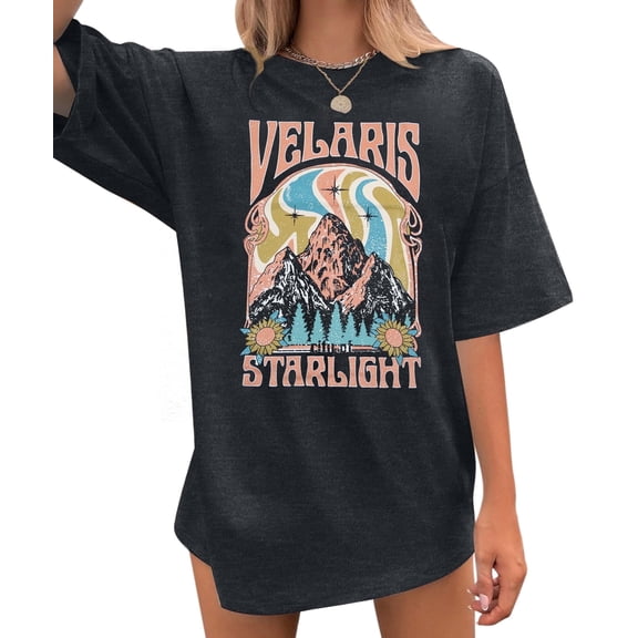 MOUSYA Velaris Shirts Women Oversized City of Starlight T-Shirt Book Fan Gift Casual Short Sleeve Tee
