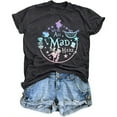 thumbnail image 1 of MOUSYA We're All Mad Here T-shirt Women Vacation Shirts Mad Tea Party Shirt Cute Graphic Tee Tops, 1 of 9