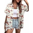 thumbnail image 1 of MOUSYA Western Button Up Shirts Women: Retro Cowgirl Shirt Rodeo Tops Hawaiian Summer Vacation Short Sleeve Top Blouses, 1 of 9