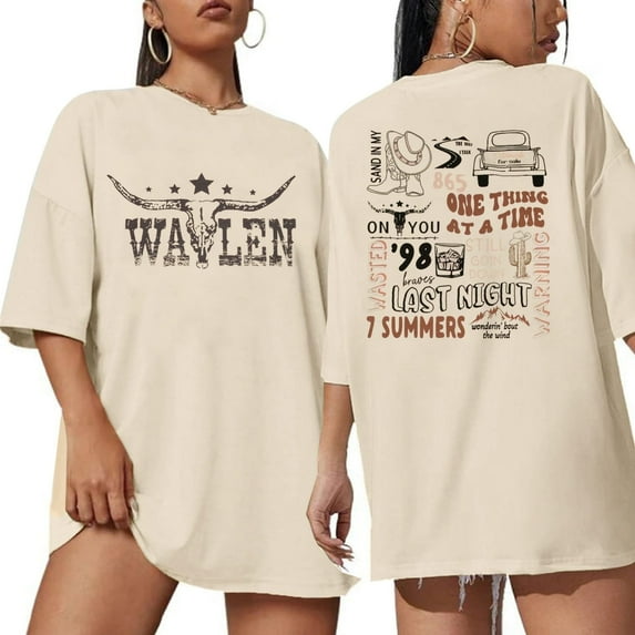 MOUSYA Women Cowgirl Casual Country Concert T-Shirts Vintage Cow Skull Graphic Tees Oversized Tops