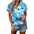 thumbnail image 1 of MOUSYA Women Hawaiian Shirt Soft Cool Summer Hawaii Tshirts Beach Tropic Print V Neck Button up Tops Floral Short Sleeve Tops, 1 of 8