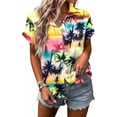 thumbnail image 1 of MOUSYA Women Hawaiian Shirt Soft Cool Summer Hawaii Tshirts Beach Tropic Print V Neck Button up Tops Floral Short Sleeve Tops, 1 of 8