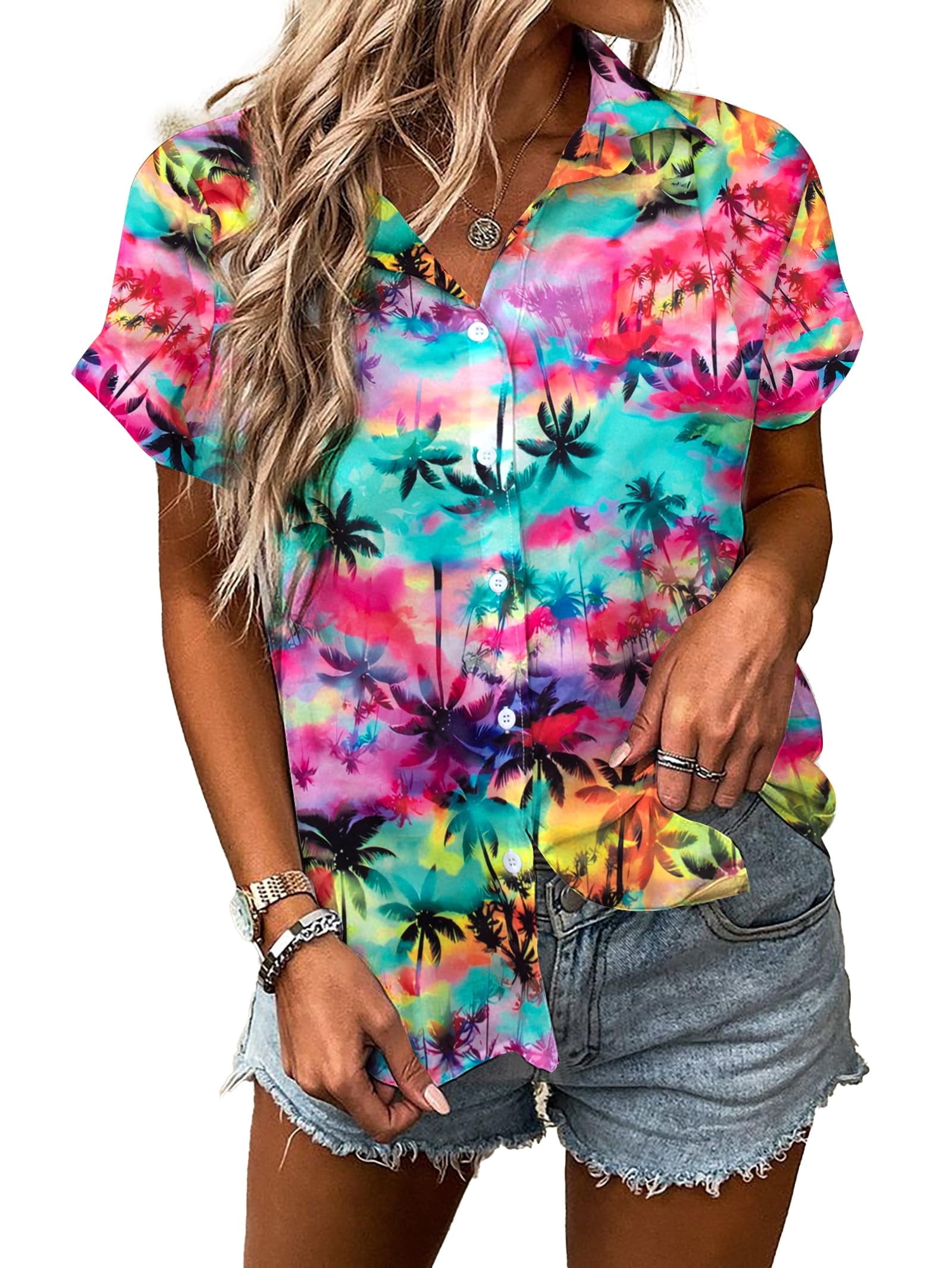 MOUSYA Women Hawaiian Shirt Soft Cool Summer Hawaii Tshirts Beach — free download