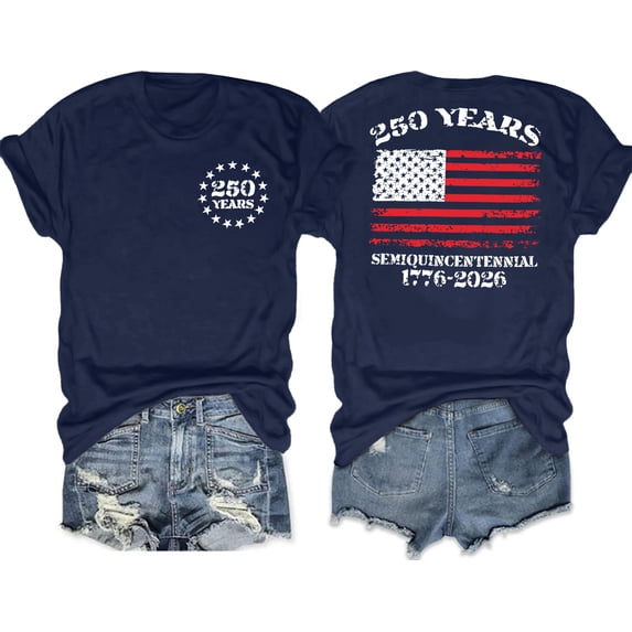 MOUSYA Women's 250 Anniversary USA Flag T-Shirt 4th of July 2026 Patriotic American Flag Graphic Tee