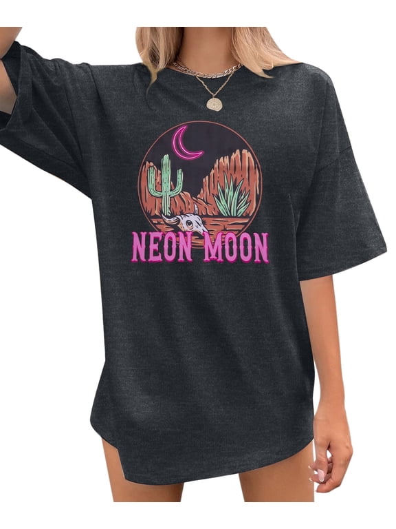 Women's Oversized T-Shirts Neon Moon Shirts Classic Country Cowgirl T-Shirt Music Vintage Graphic Tee Tops