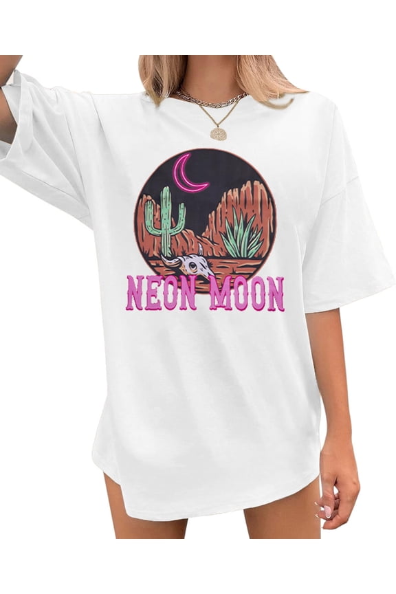 Women's Oversized T-Shirts Neon Moon Shirts Classic Country Cowgirl T-Shirt Music Vintage Graphic Tee Tops