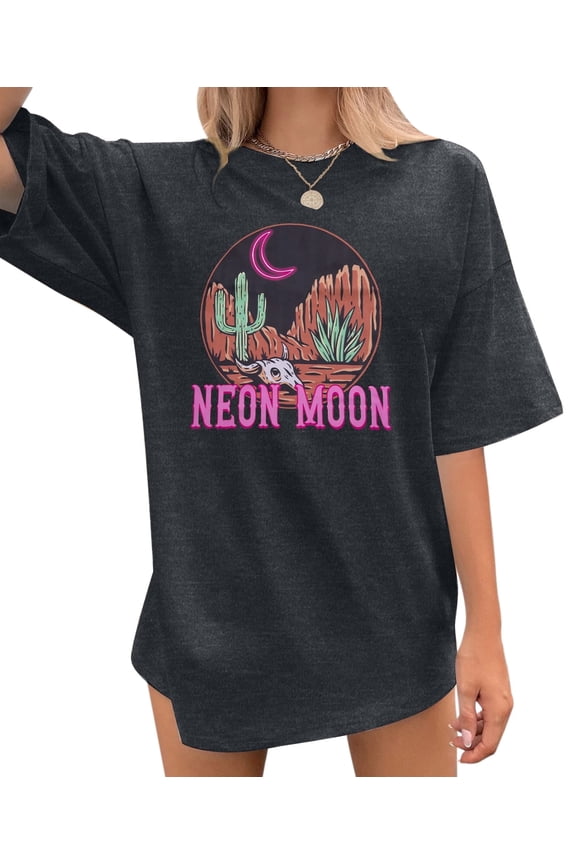 Women's Oversized T-Shirts Neon Moon Shirts Classic Country Cowgirl T-Shirt Music Vintage Graphic Tee Tops