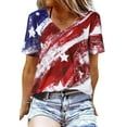 thumbnail image 1 of MOUSYA Womens Patriotic Graphic Tees American Flag T-Shirt 4th of July V Neck Tops, 1 of 6