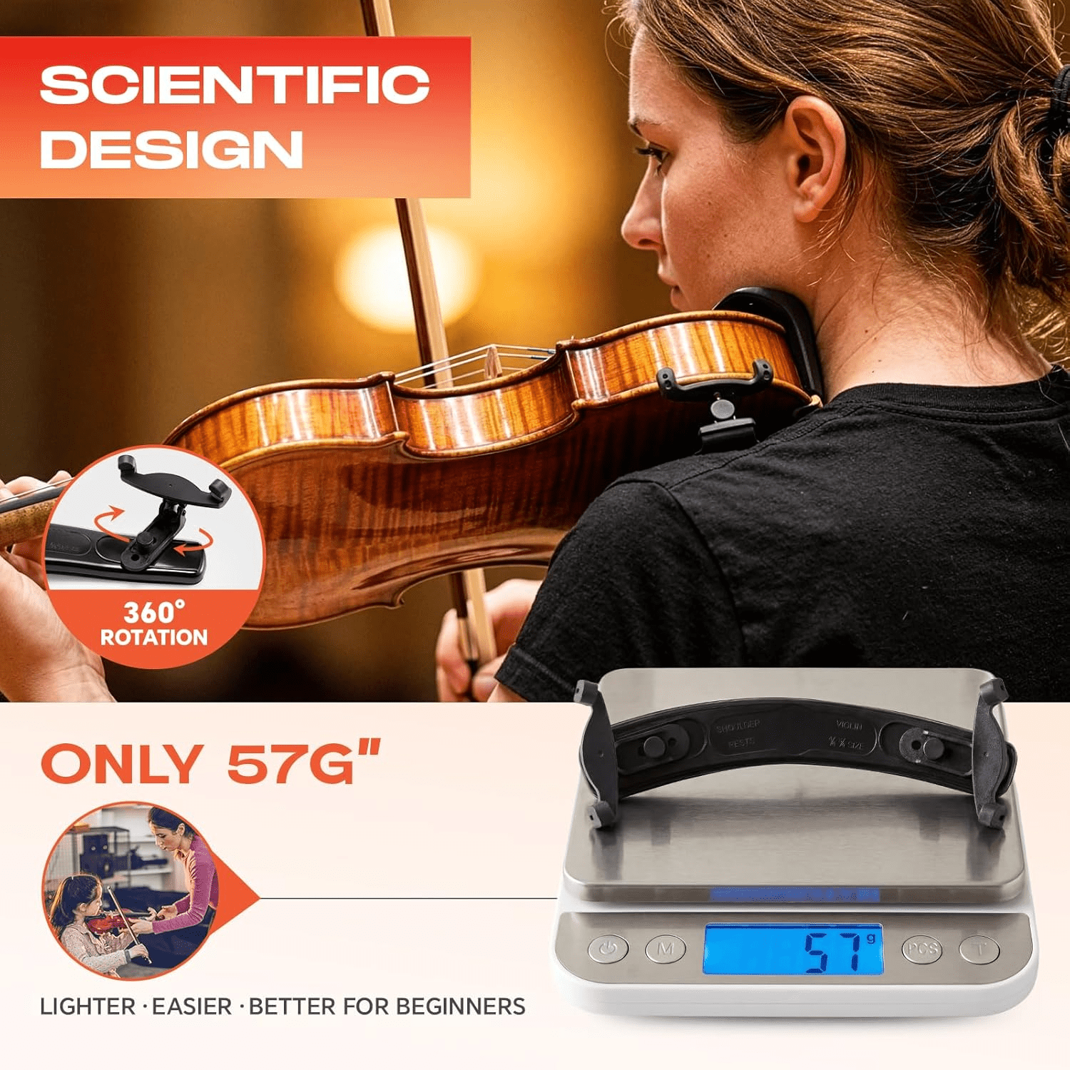 MOUSYKO Shoulder rests for violins,Violin Shoulder Rest for 1/2-1/4 Size, Collapsible and Height Adjustable Feet, Violin Universal Type Violin Parts Soft Easy to use
