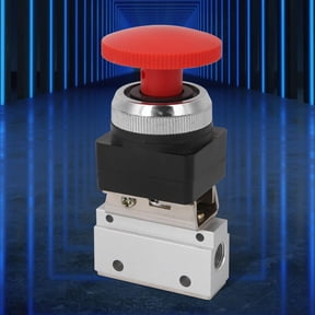 MOV-03EB Pneumatic Control Air Mechanical Valve G1/8 Inch Thread Mushroom Button 2-Way Diaphragm Mini Flow Valve Unidirectional Aluminum Alloy Fluid Controller (7x5x4 inches / 17.8x12.7x10.2 cm)