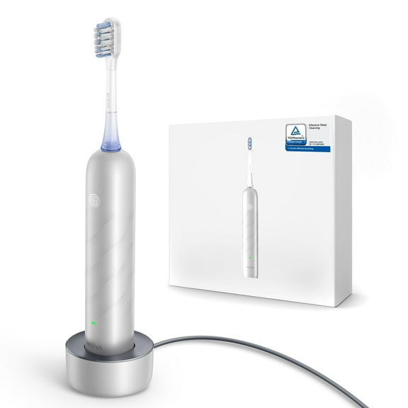 MOVA Fresh Pro Electric Toothbrush,3D Cleaning Rechargeable Smart Power Toothbrush, Matte Silver