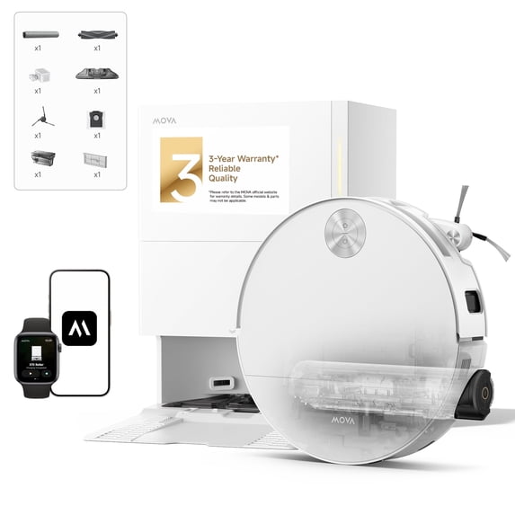 MOVA S70 Roller Robot Vacuum and Mop, Mopping with 4700Pa Downward Pressure, 30,000Pa Suction, Ultra Slim Body, Edge-to-Edge Cleaning, Auto 80°C Self-Cleaning Roller Mop