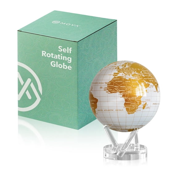MOVA Self Rotating Globe, Pearl White and Gold Prestige (8.5")