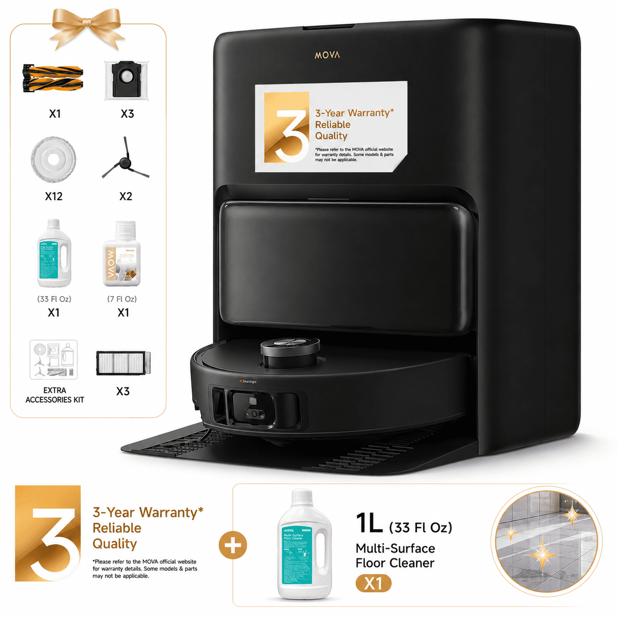 MOVA V50 Ultra Complete Robot Vacuum and Mop Bundle, 24000 Pa Suction ...