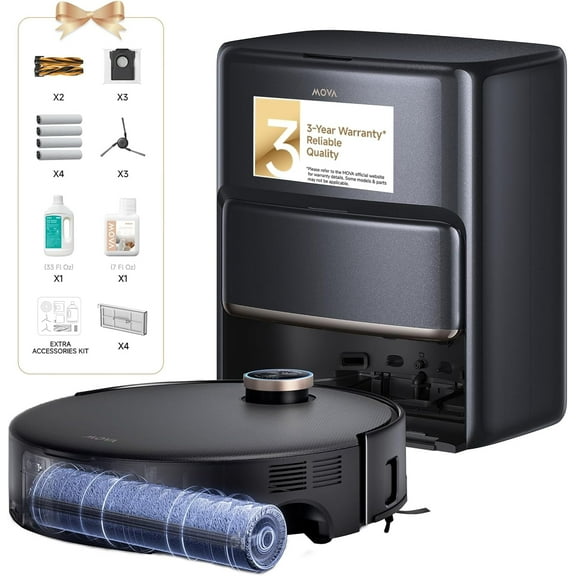 MOVA Z60 Ultra Roller Complete Robot Vacuum and Mop,Pet Hair Friendly,Self Lifting, 28,000 Pa Suction,Hot Water Mop Wash