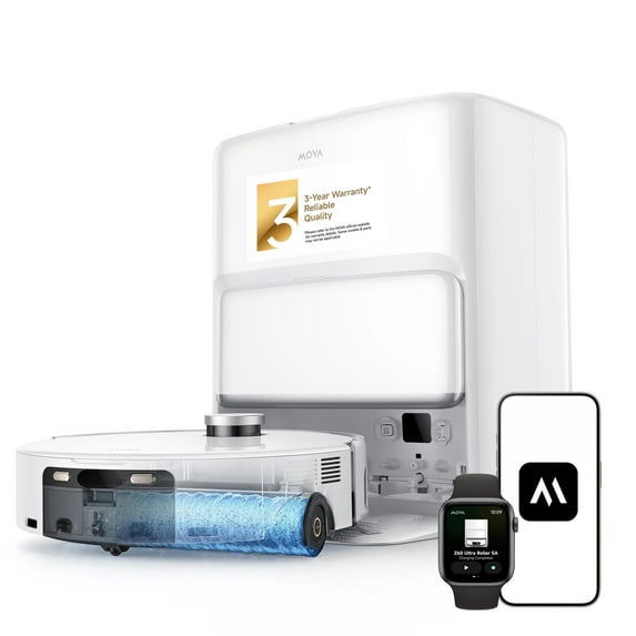 MOVA Z60 Ultra Roller SA Robot Vacuum & Mop,Pet Hair and Carpet Friendly,DuoSolution System,26000Pa Suction