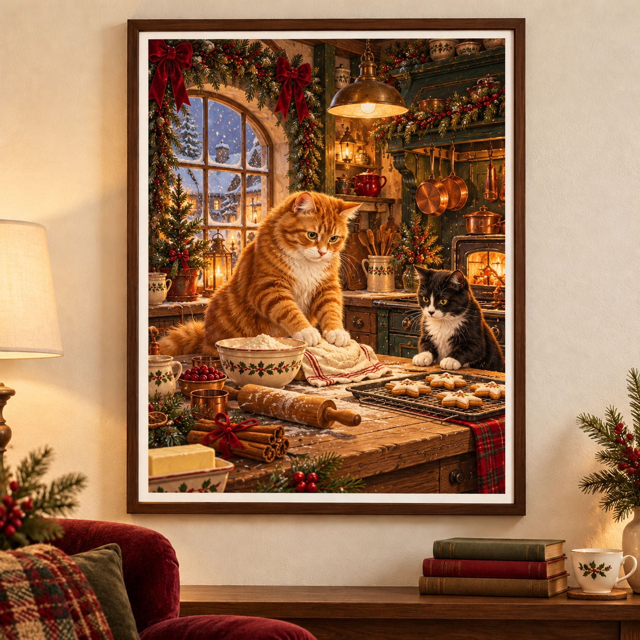 MOVAAX Baking Cats Christmas Poster, Vintage Wall Art, Unframe, 24x36 ...