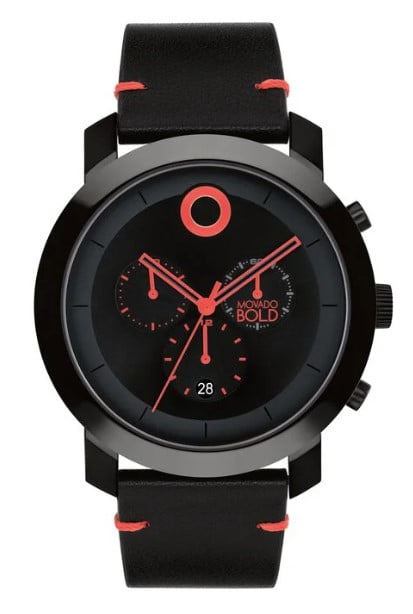 MOVADO 3601068 TREND IMPULSE BLACK CHRONOGRAPH DIAL BLACK LEATHER