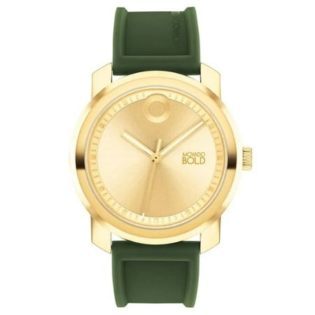 MOVADO BOLD 3601037 TREND PROPEL GOLD DIAL GREEN SILICONE STRAP MENS WATCH