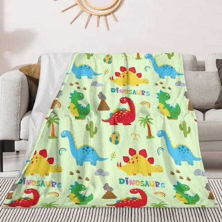 MOVANNE Fleece Throws Dinosaur Cozy Flannel Blanket, 50” x 60”