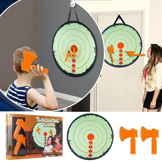 MOVAWAKY Toy Axe Throwing Game Indoor With Foam Axes For Kids And