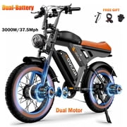 MOVCAN V30 Pro Max Electric Bike for Adults,3000WPeakDual Motor 37.5MPH, 48V31.2Ah Dual Battery Up to 70 Miles, 20" Fat Tire E-Mountain Bike Off-Road,Dual Brake Electric Bicycle UL 2849