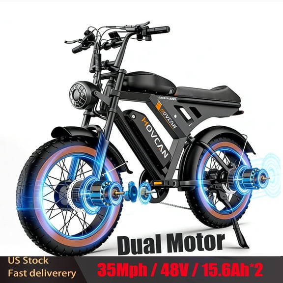 MOVCAN V30 Pro Max off road electric bike for Adult ,3000W(Peak) Dual Motor 37.5MPH Top Speed,48V31.2Ah Dual Removable Batteries, 20"x4" Fat Tires,E-Mountain Bike UL2849