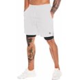 thumbnail image 1 of MOVEUP Men's 2 in 1 Athletic Gym Training Shorts with Cooling Compression Liner, White, 1 of 6