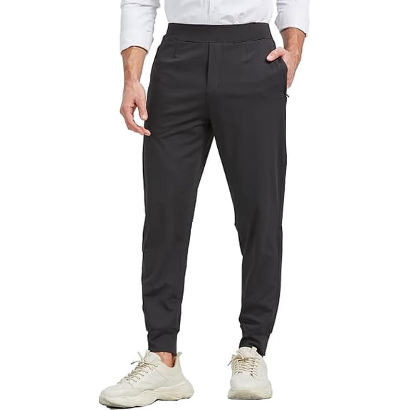 MOVEUP Men's Quick Dry Lightweight Golf Pants - Black, Large