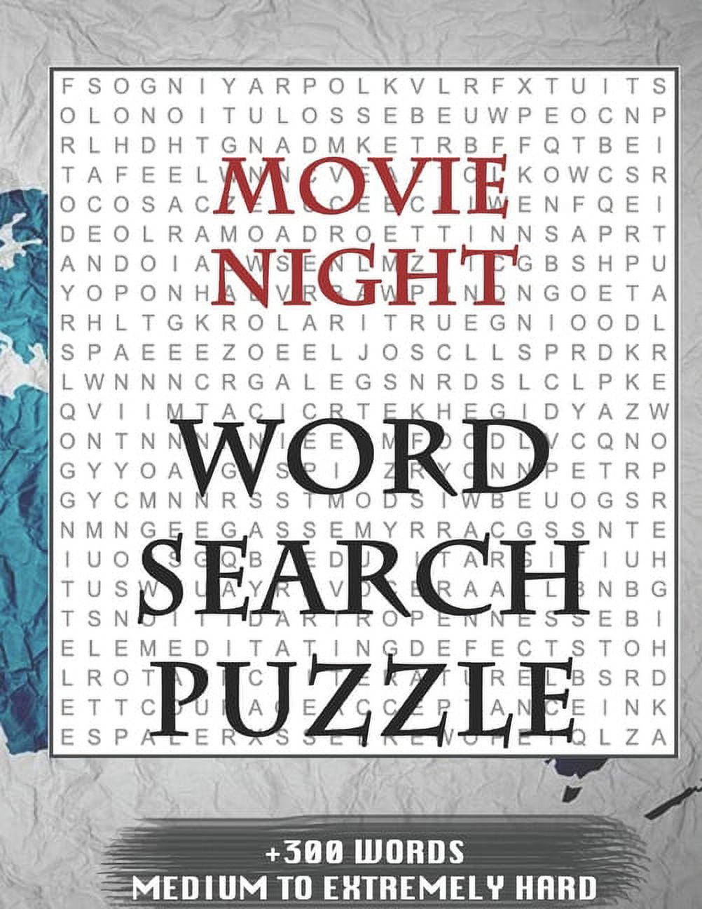 MOVIE NIGHT WORD SEARCH PUZZLE +300 WORDS Medium To Extremetrly Hard