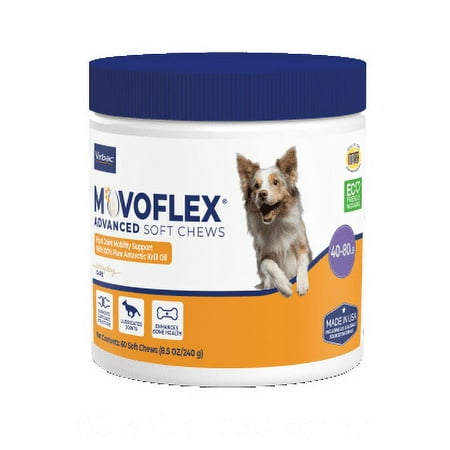 MOVOFLEX Advanced Joint Support Supplement for Dogs - Hip and Joint Supplement Dogs - 60 Soft Chews for Medium Dogs (by Virbac), 8.5 oz / 240 g