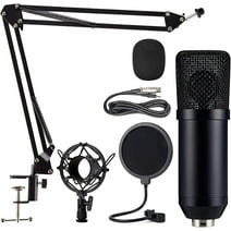 MOVSOU Condenser Microphone Computer Mic Kit Professional Studio Recording Bundle for Streaming Gaming Broadcasting Singing Videos with Arm Stand Shock Mount Pop Filter and Sound Adapter